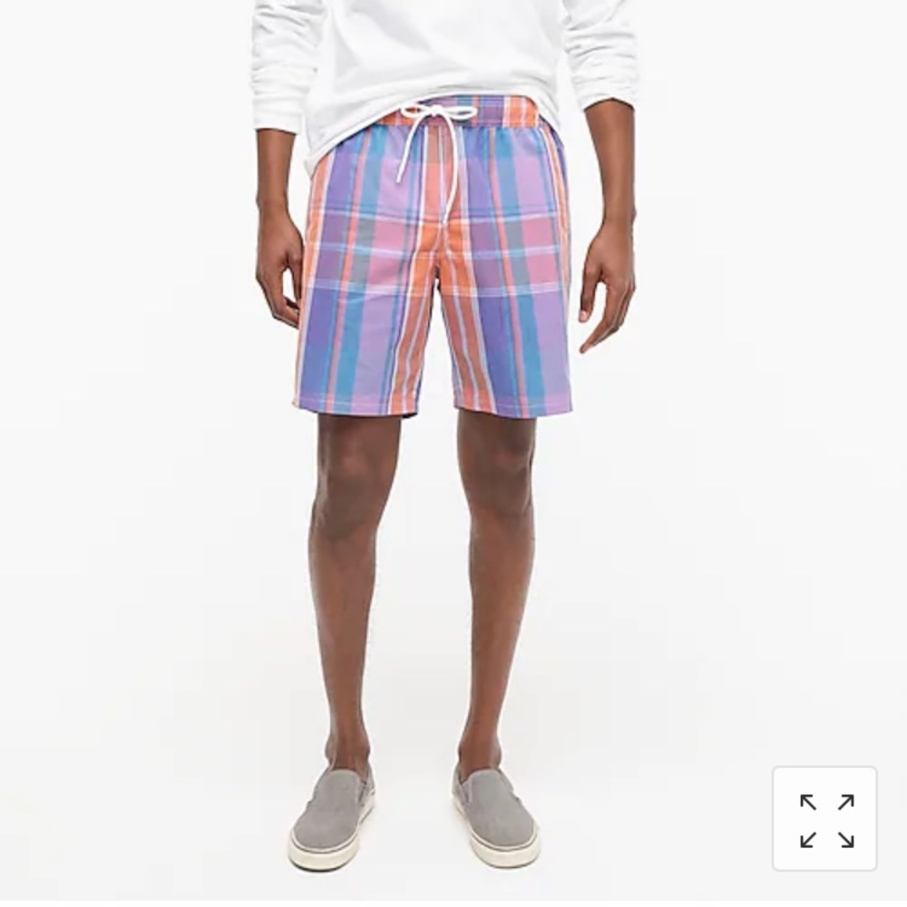 New J. Crew Plaid Swim Trunks